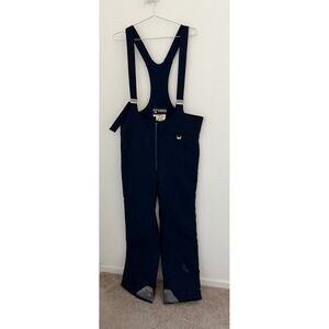 Fera Unisex Ski Bibs Navy Blue Insulated Stretch Snow Overalls Pants Sz XL 38L